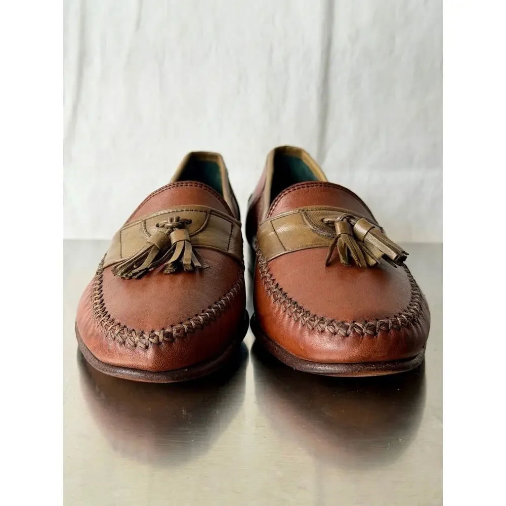 Bruno Magli Vintage Italian Leather Tassel Loafers Men Size 7.5 M